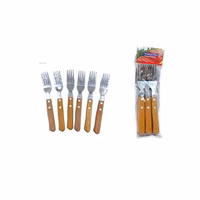 set 6 tenedor cacha madera